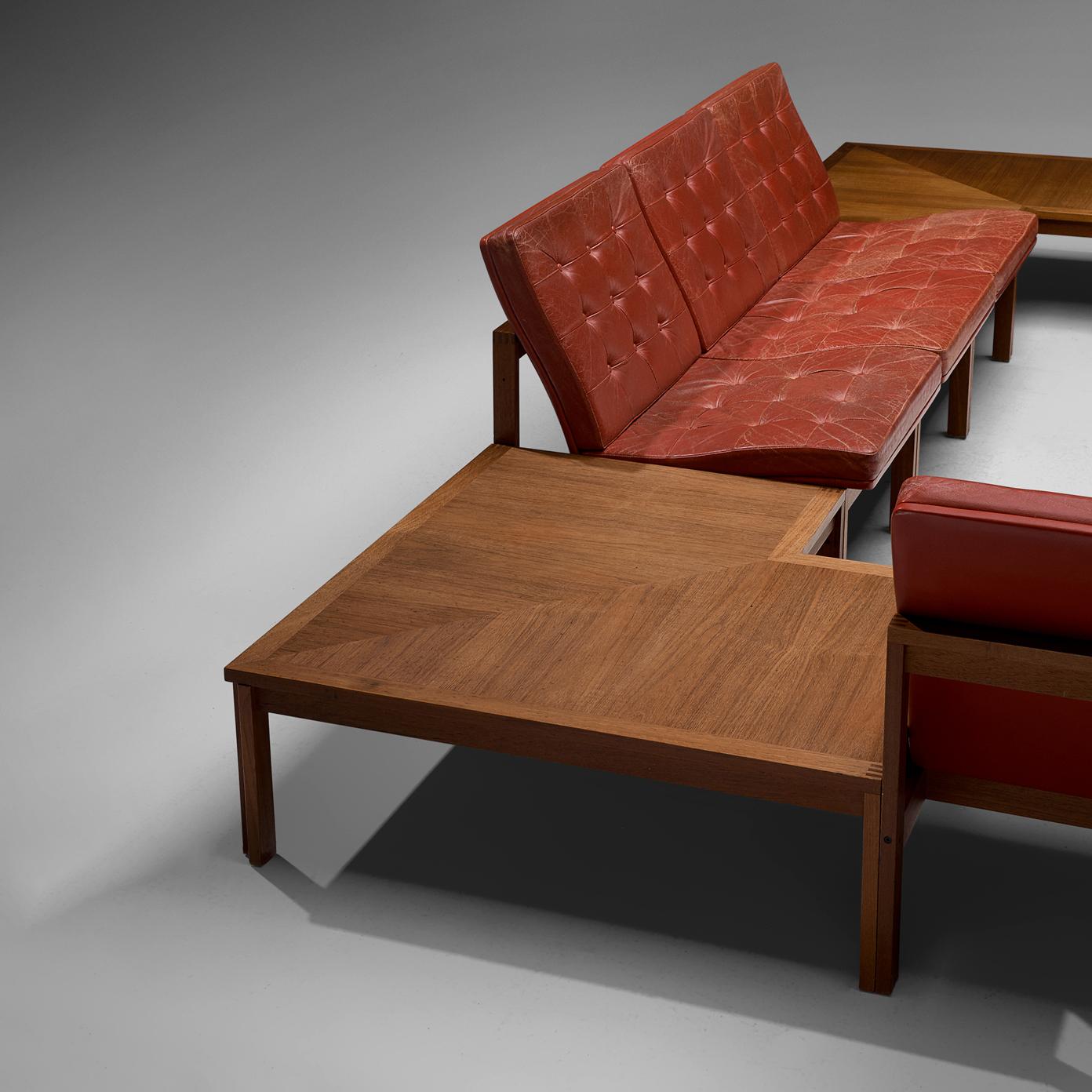 Ole Gjerløv-Knudsen for France & Søn Living Room Set in Red Leather
