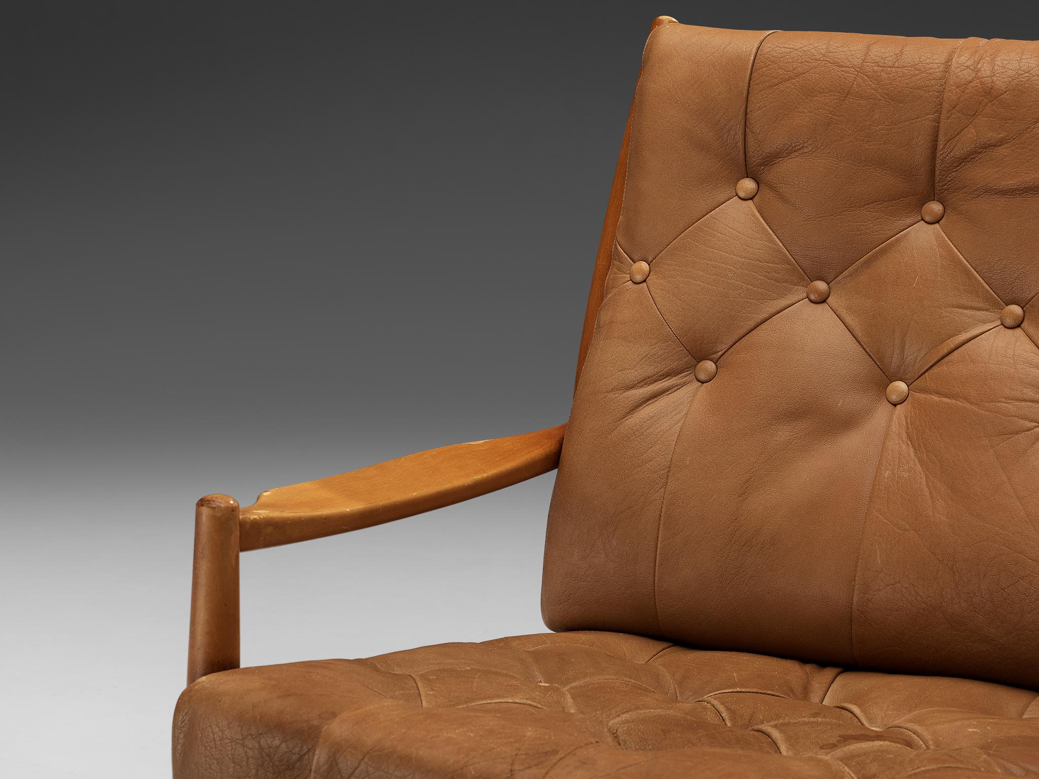 Ingemar Thillmark for OPE 'Läckö' Lounge Chair in Brown Leather