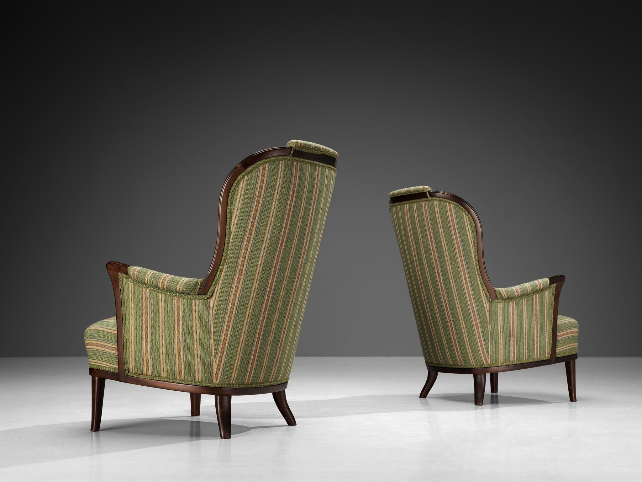 Carl Malmsten Pair of Lounge Chairs with Original Upholstery