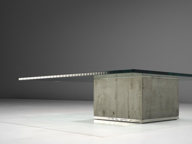 Sergio & Giorgio Saporiti Coffee Table in Concrete and Glass