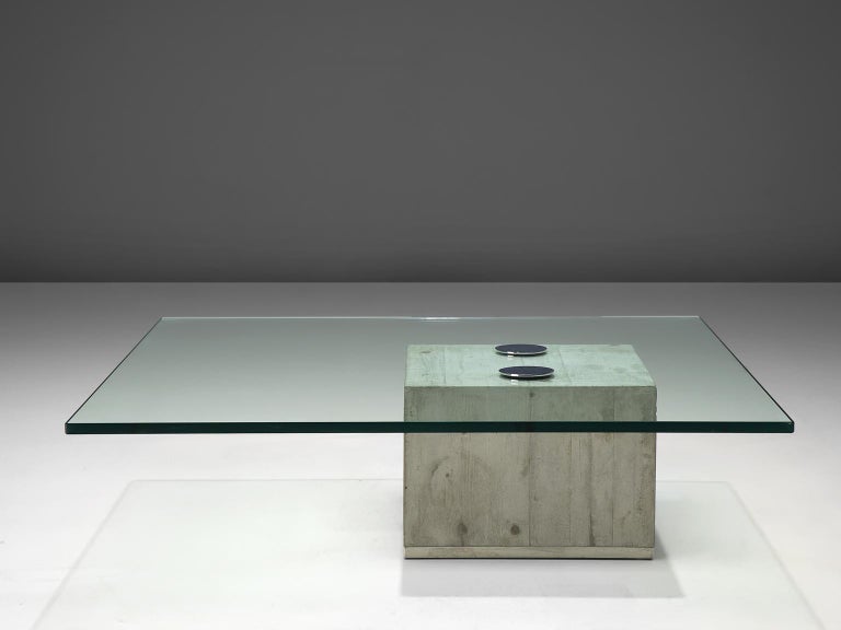 Sergio & Giorgio Saporiti Coffee Table in Concrete and Glass