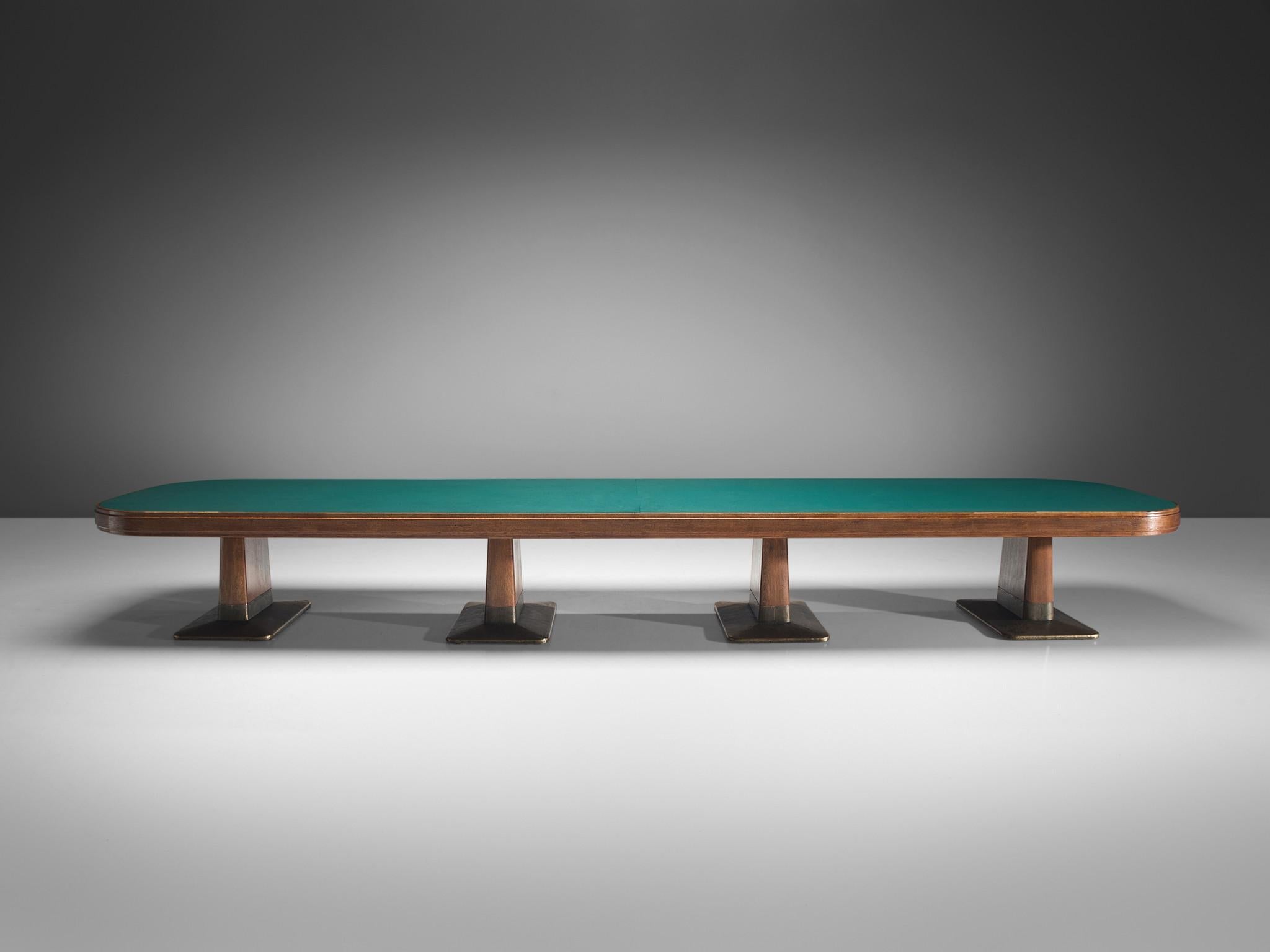 Large Conference Table in Oak and Green Felt 19ft