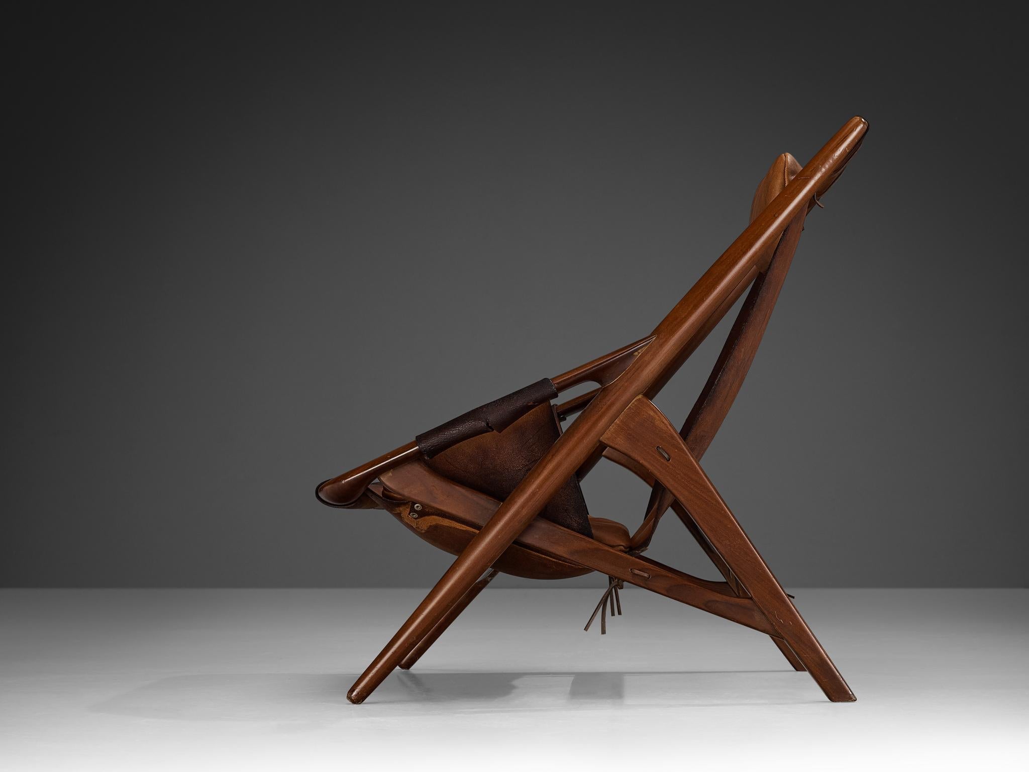 W. Andersag Lounge Chair in Patinated Cognac Leather and Teak