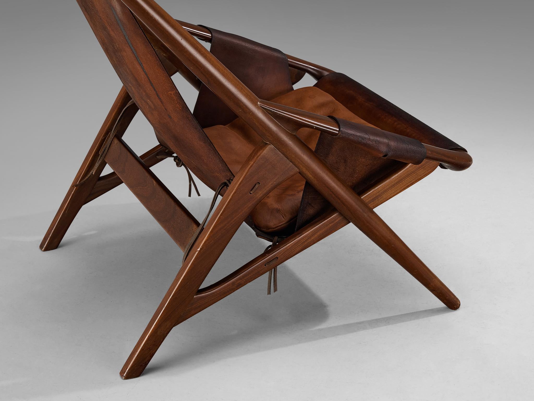 W. Andersag Lounge Chair in Patinated Cognac Leather and Teak