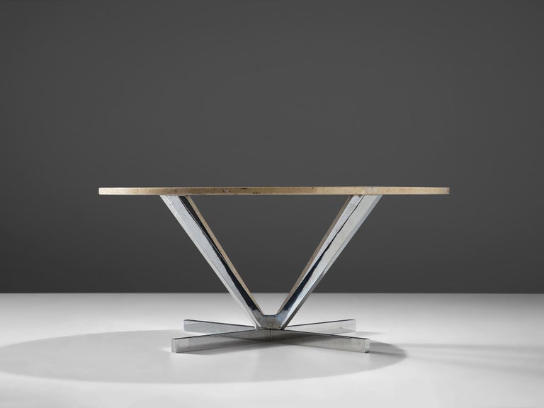 Architectural Coffee Table in Bianco Perlato Marble