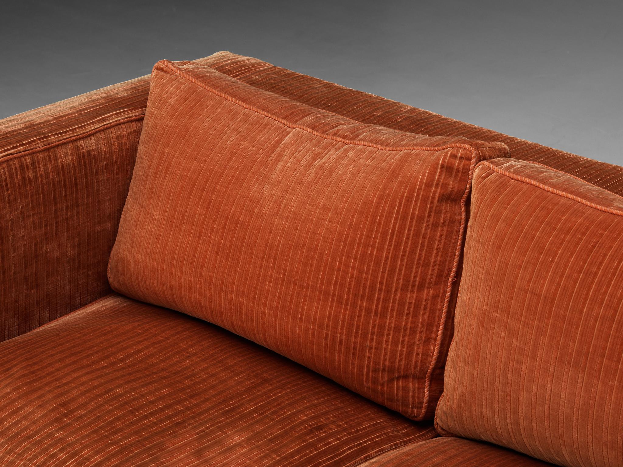 Italian Sofa in Peach Corduroy Velvet