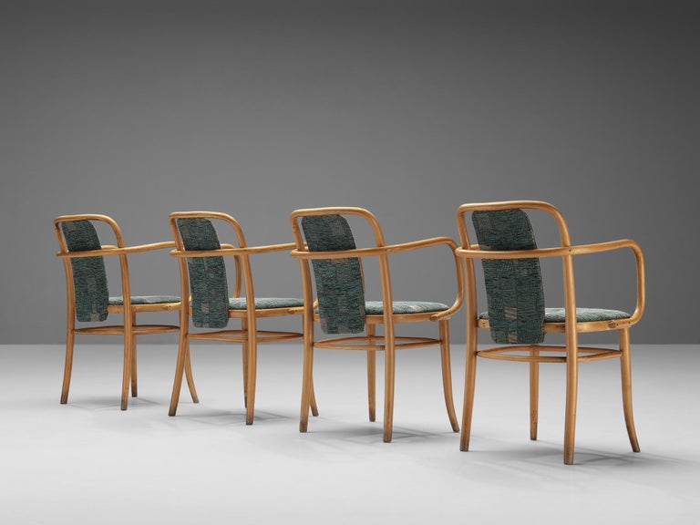 Bentwood Armchairs in Green Upholstery