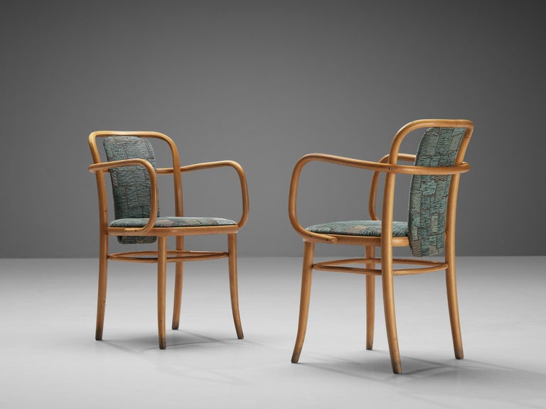 Bentwood Armchairs in Green Upholstery