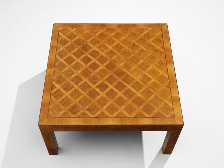 Square Coffee Table with Marquetry in Walnut