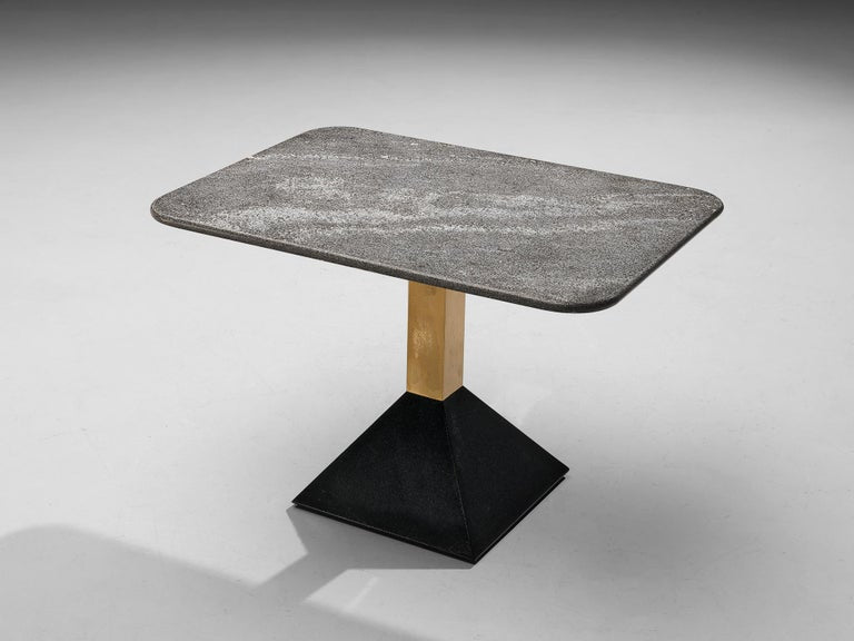 Italian Side Table in Metal and Rectangular Granite Top