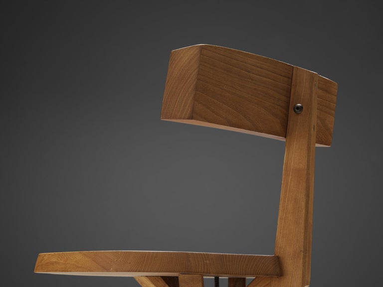Pierre Chapo Sculptural 'S34' Chairs in Solid Elm