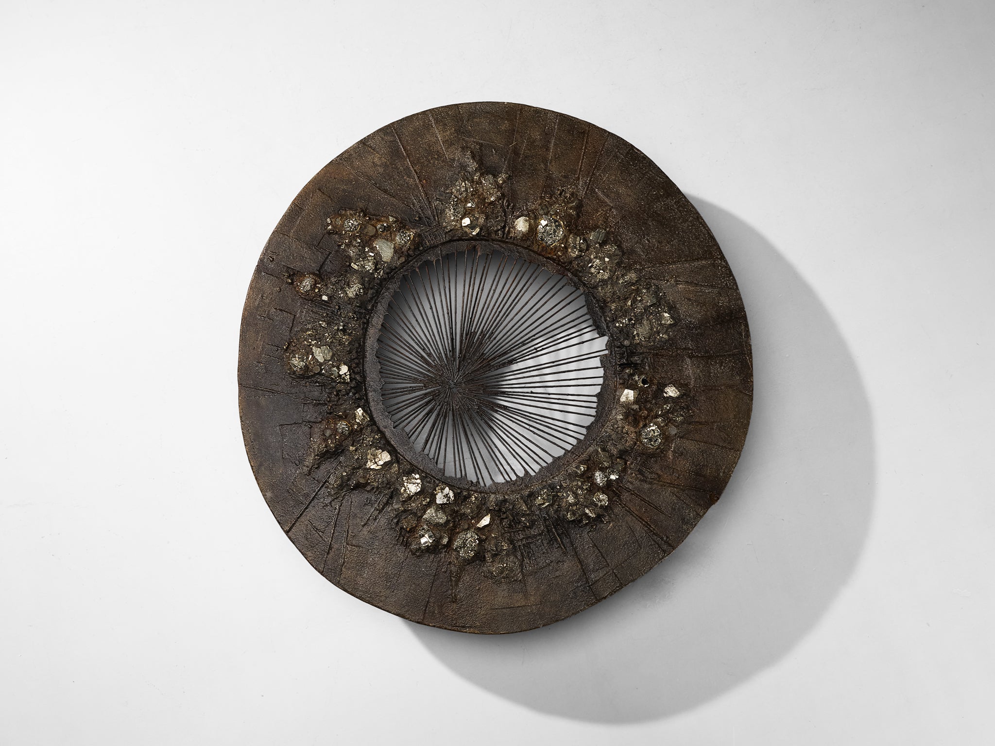Unique Pia Manu Handcrafted Coffee Table in Pyrite and Ammonite