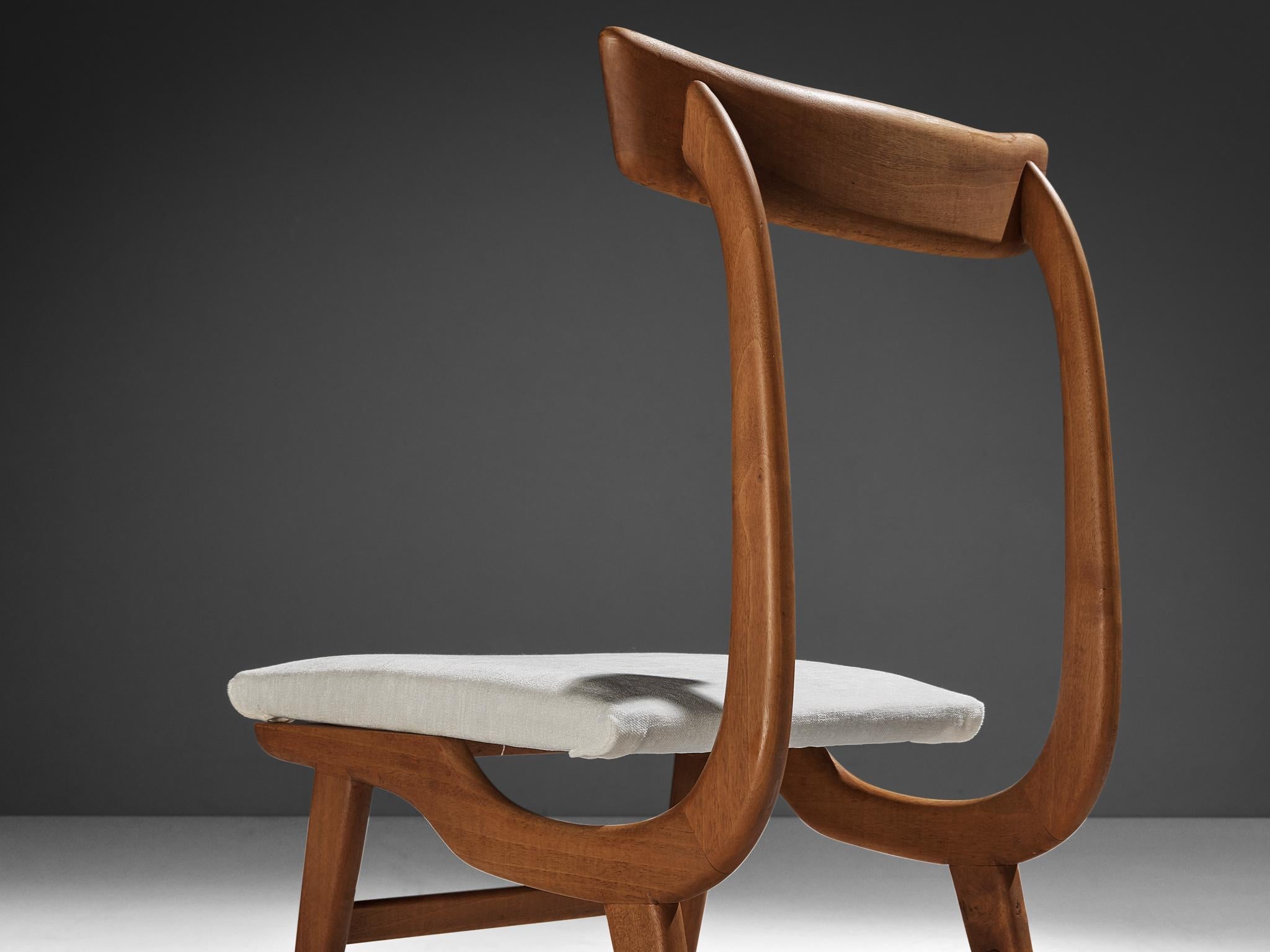 Italian Sculptural Set of Twelve Dining Chairs in Walnut