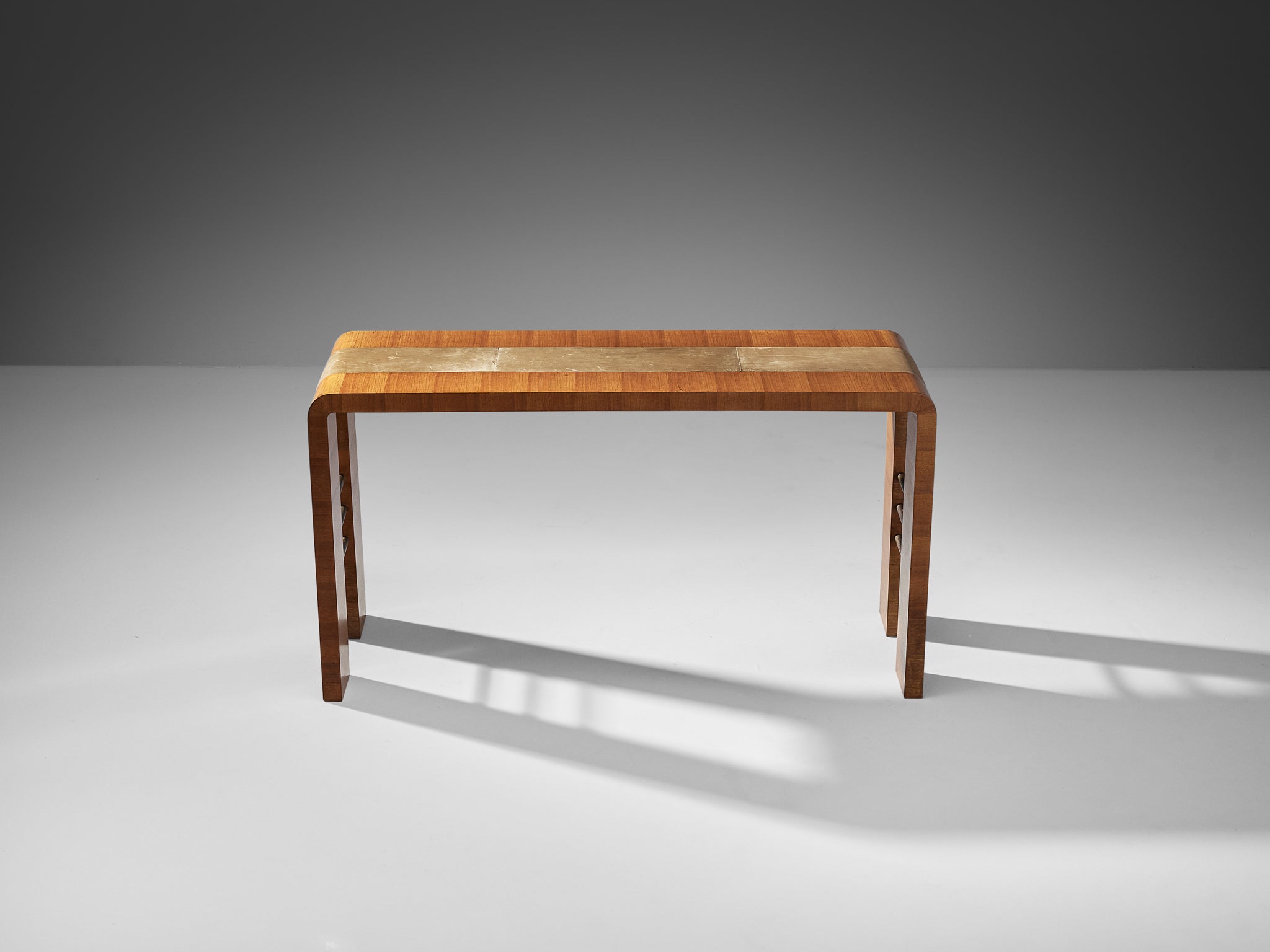 Melchiorre Bega Console in Walnut and Leather