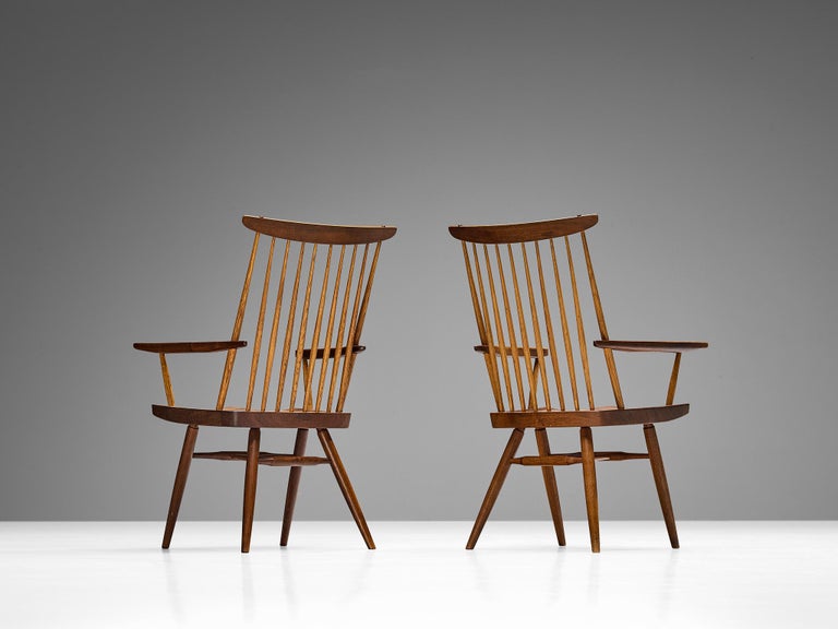 George Nakashima 'New' Armchairs in Walnut and Hickory