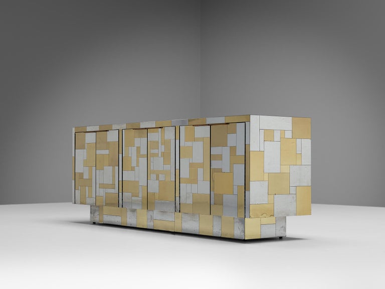 Paul Evans for Directional ‘Cityscape' PE280 Sideboard in Steel and Brass