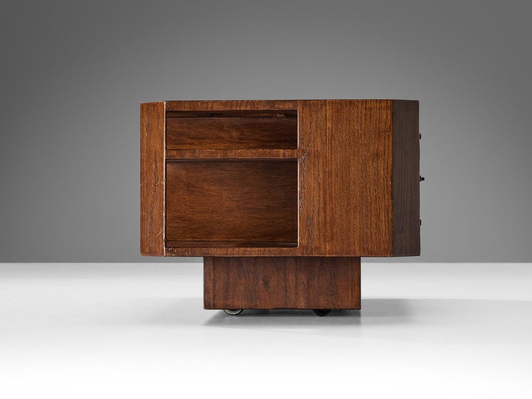 Giuseppe Rivadossi Coffee Table with Storage Compartments in Oak