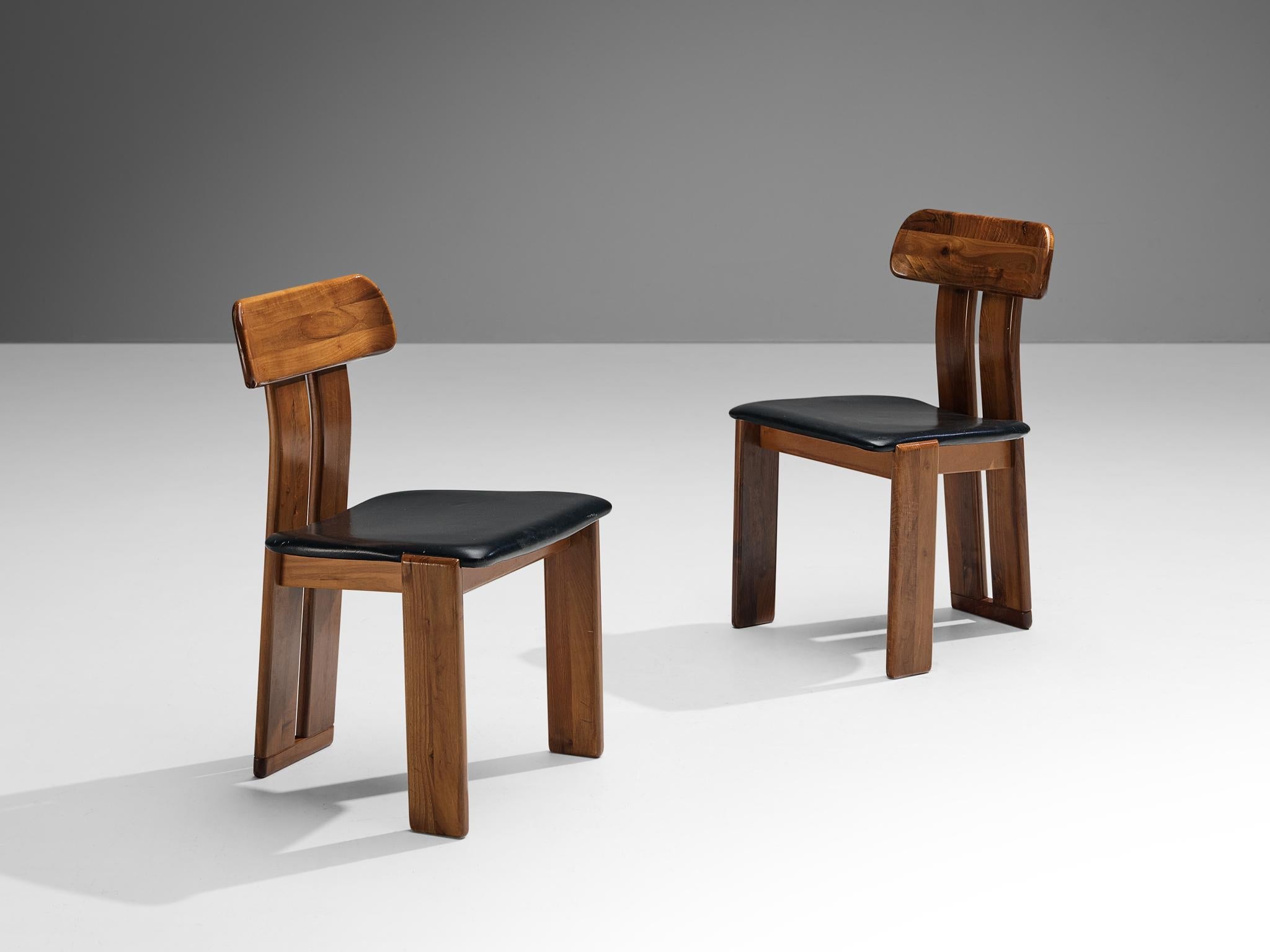 Mario Marenco for Mobil Girgi Set of Six Dining Chairs in Walnut