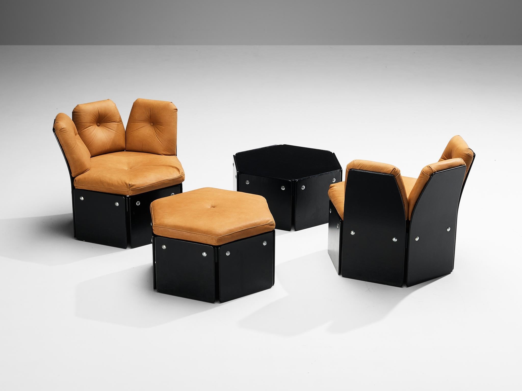 Illum Wikkelsø for CFC Silkeborg Living Room Set in Cognac Leather