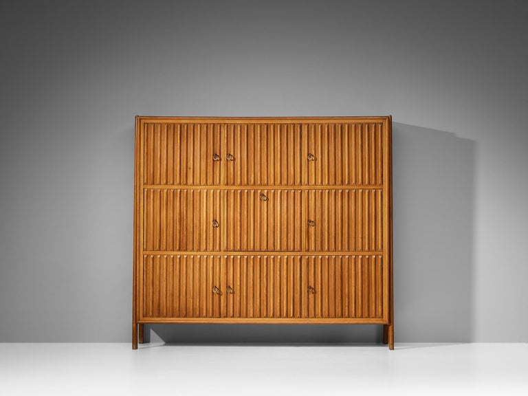 Rare C.M. Varos for Casa Moderna Highboard in Blond Stained Wood