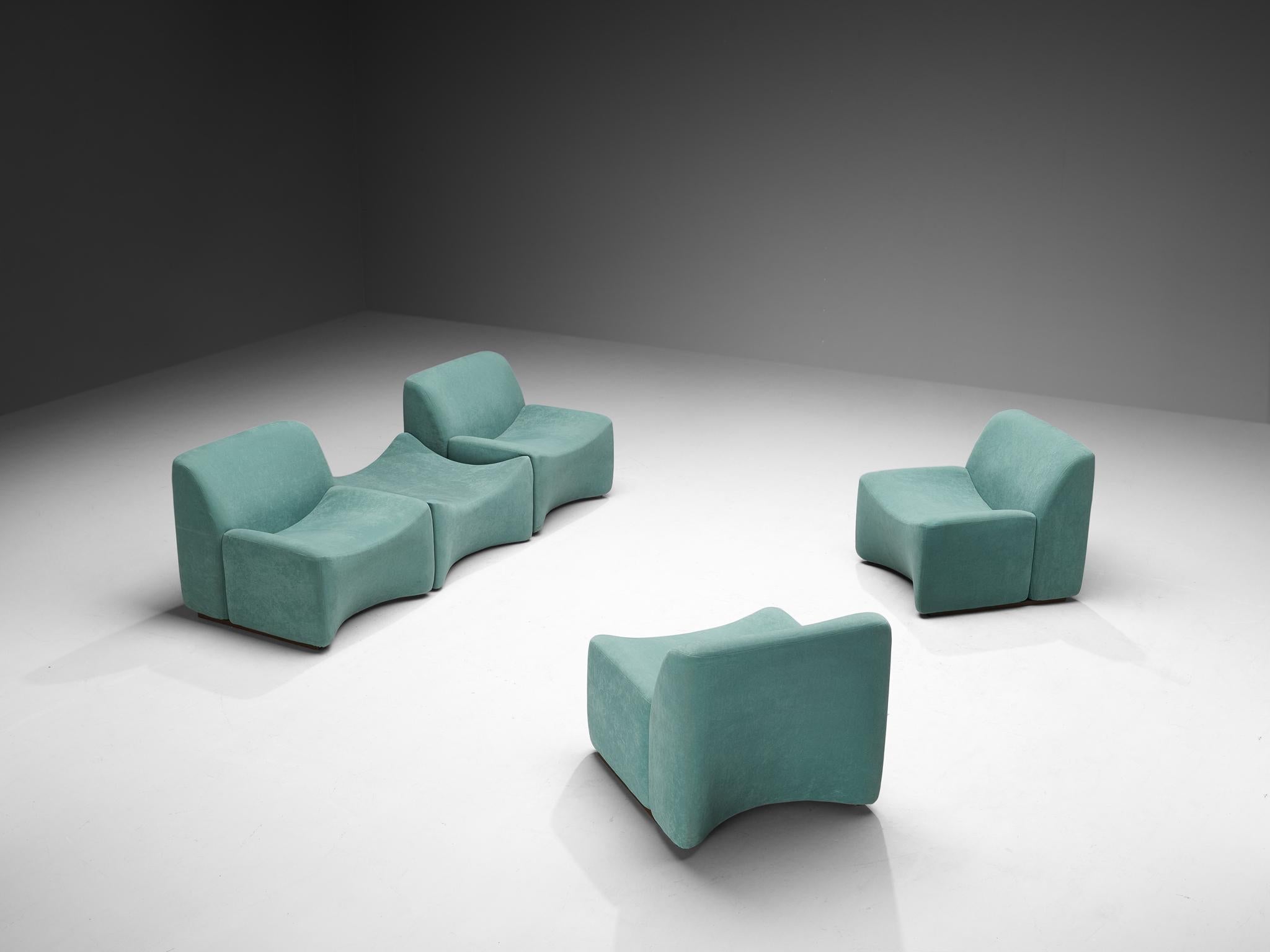Fler 'Idler' Modular Living Room Set in Mint Green Upholstery