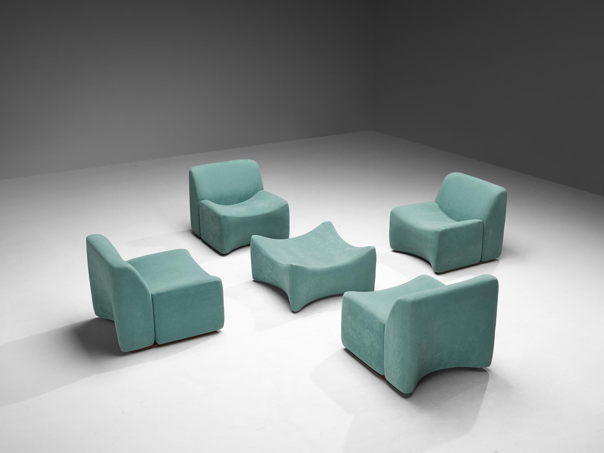 Fler 'Idler' Modular Living Room Set in Mint Green Upholstery