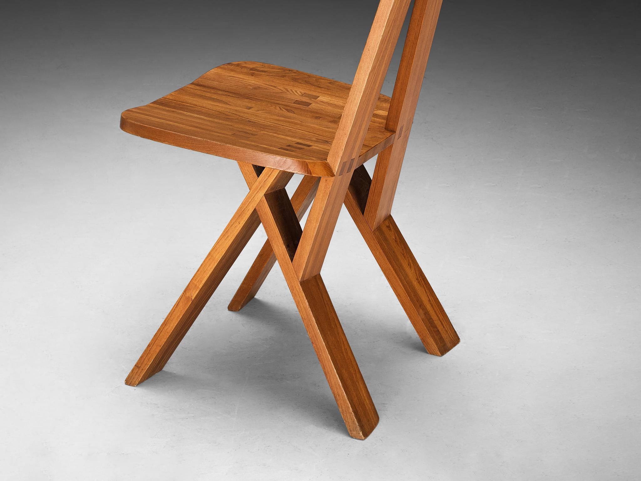 Pierre Chapo Set of Six 'S45' Chairs in Elm
