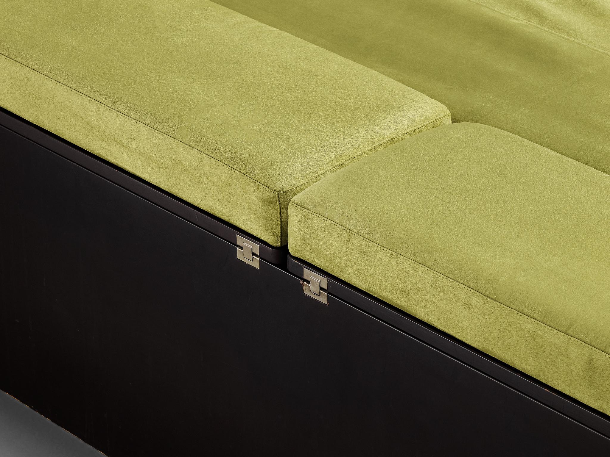Luciano Bertoncini for Cjfra 'Zattera' Bed in Alcantara and Lacquered Wood