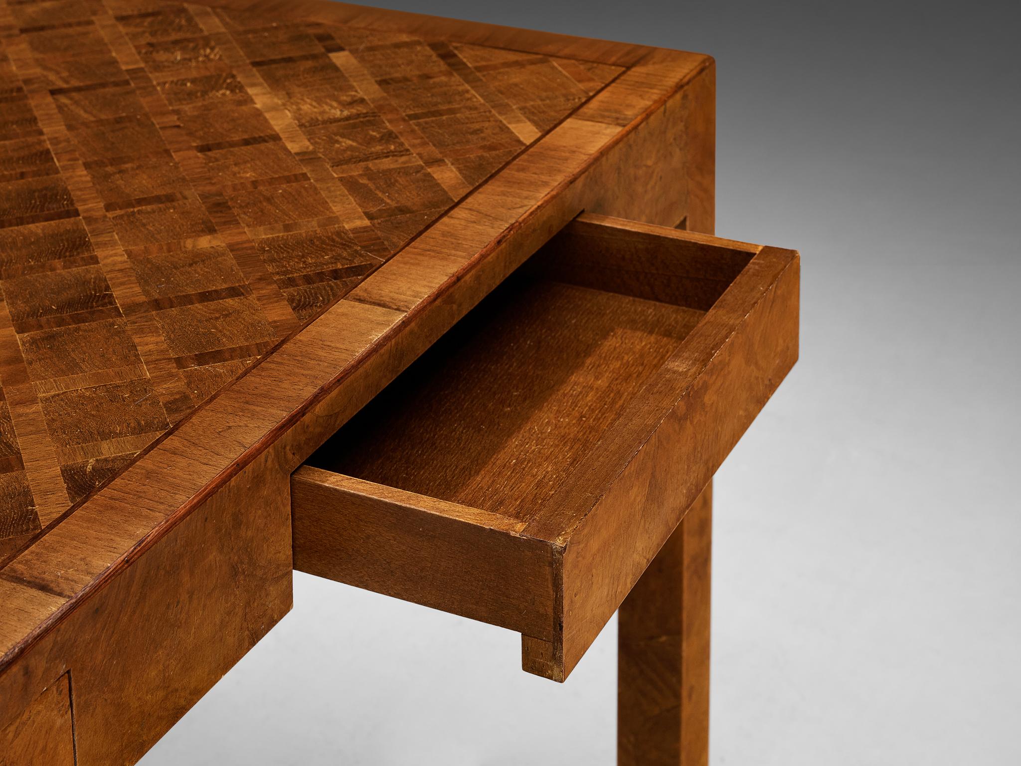 Writing Desk with Marquetry Top in Walnut