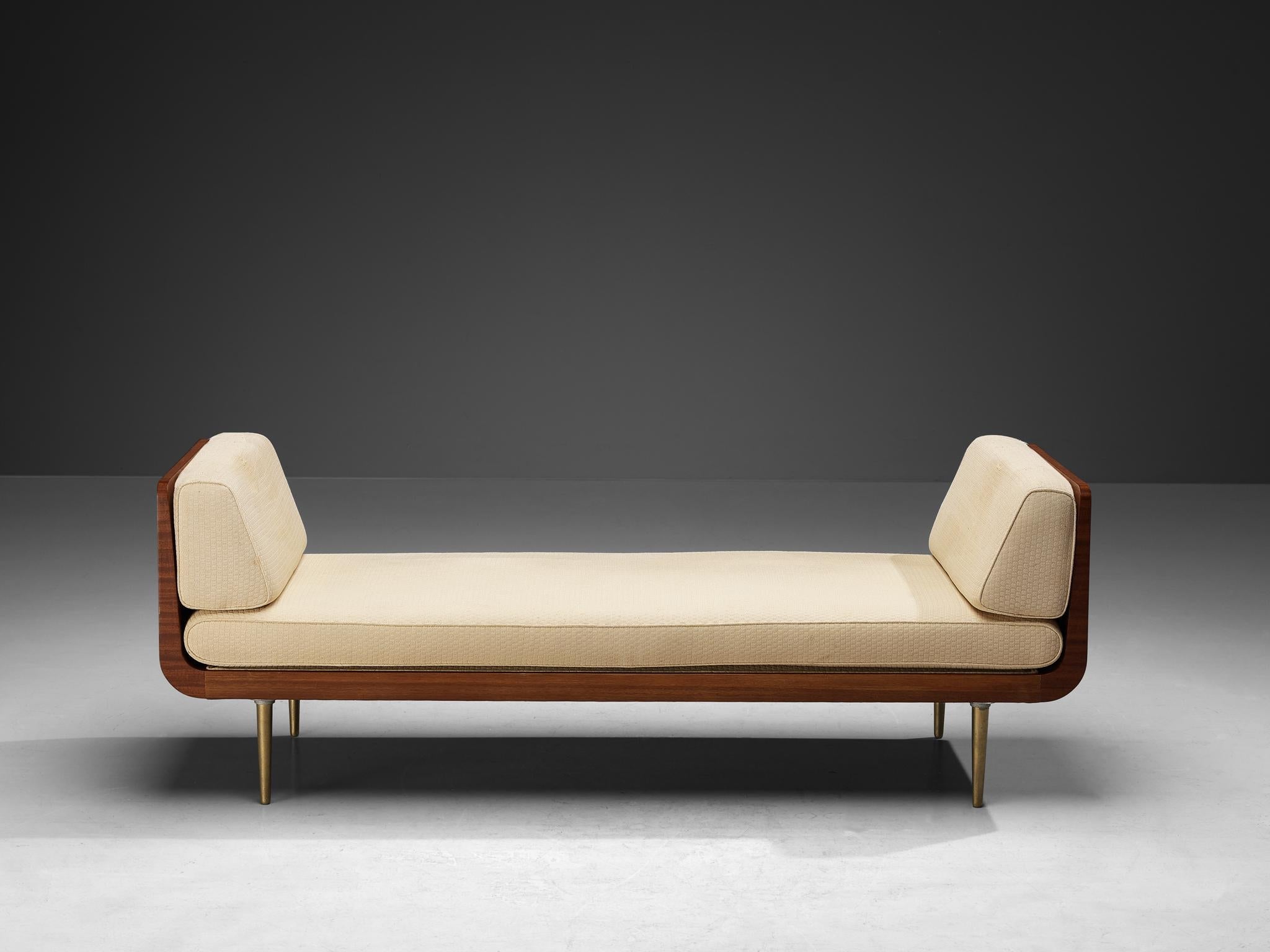 Edward Wormley Daybed in Mahogany and Beige Upholstery