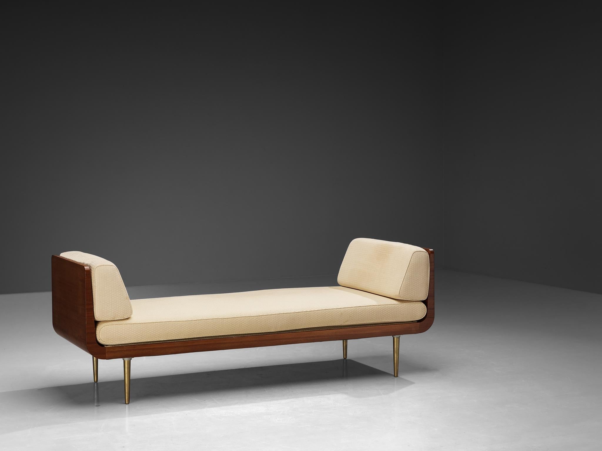 Edward Wormley Daybed in Mahogany and Beige Upholstery