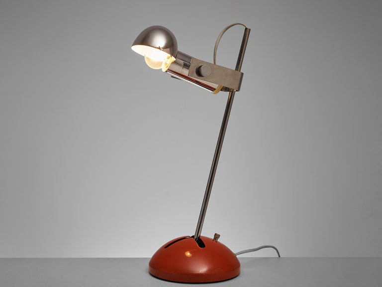 Robert Sonneman for Luci Cinisello Table Lamp Model 395 in Chrome and Red Metal