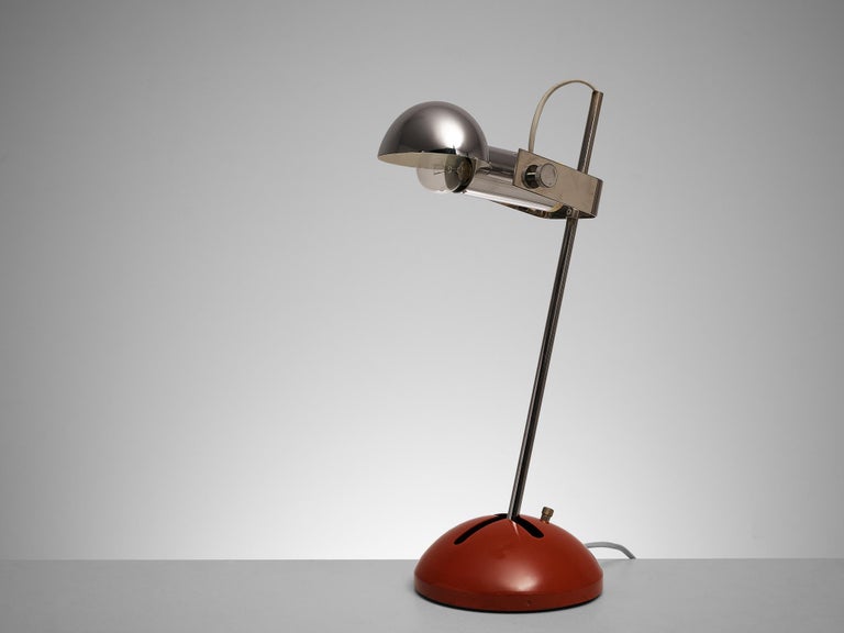 Robert Sonneman for Luci Cinisello Table Lamp Model 395 in Chrome and Red Metal