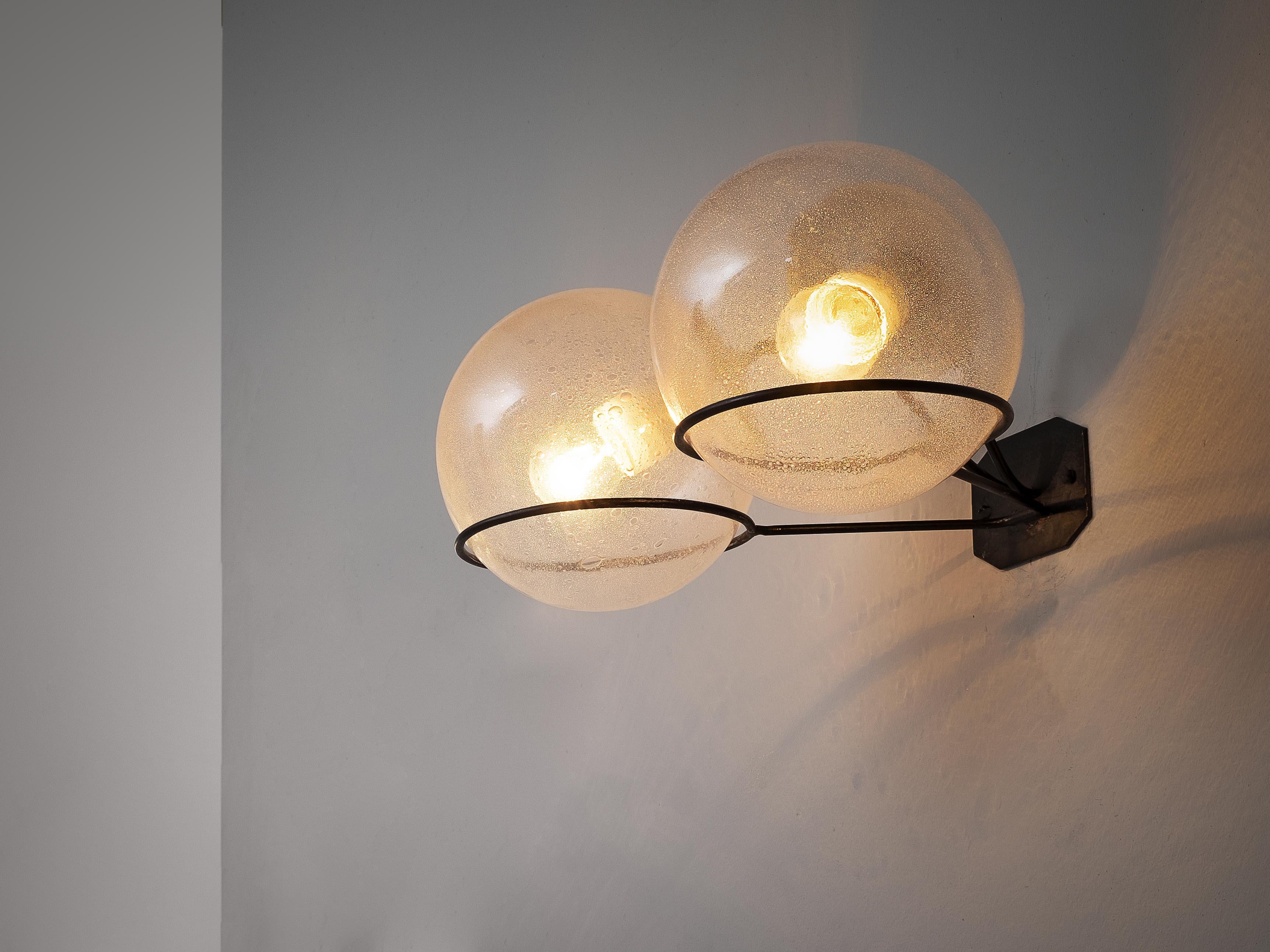 Italian Wall Light with Pulegoso Glass Bulbs