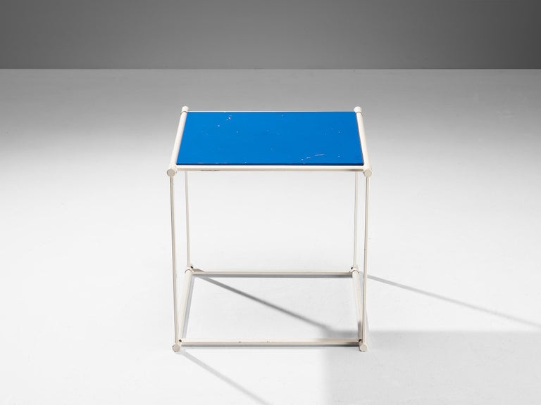 Radboud van Beekum for Pastoe Side Table in Blue and White