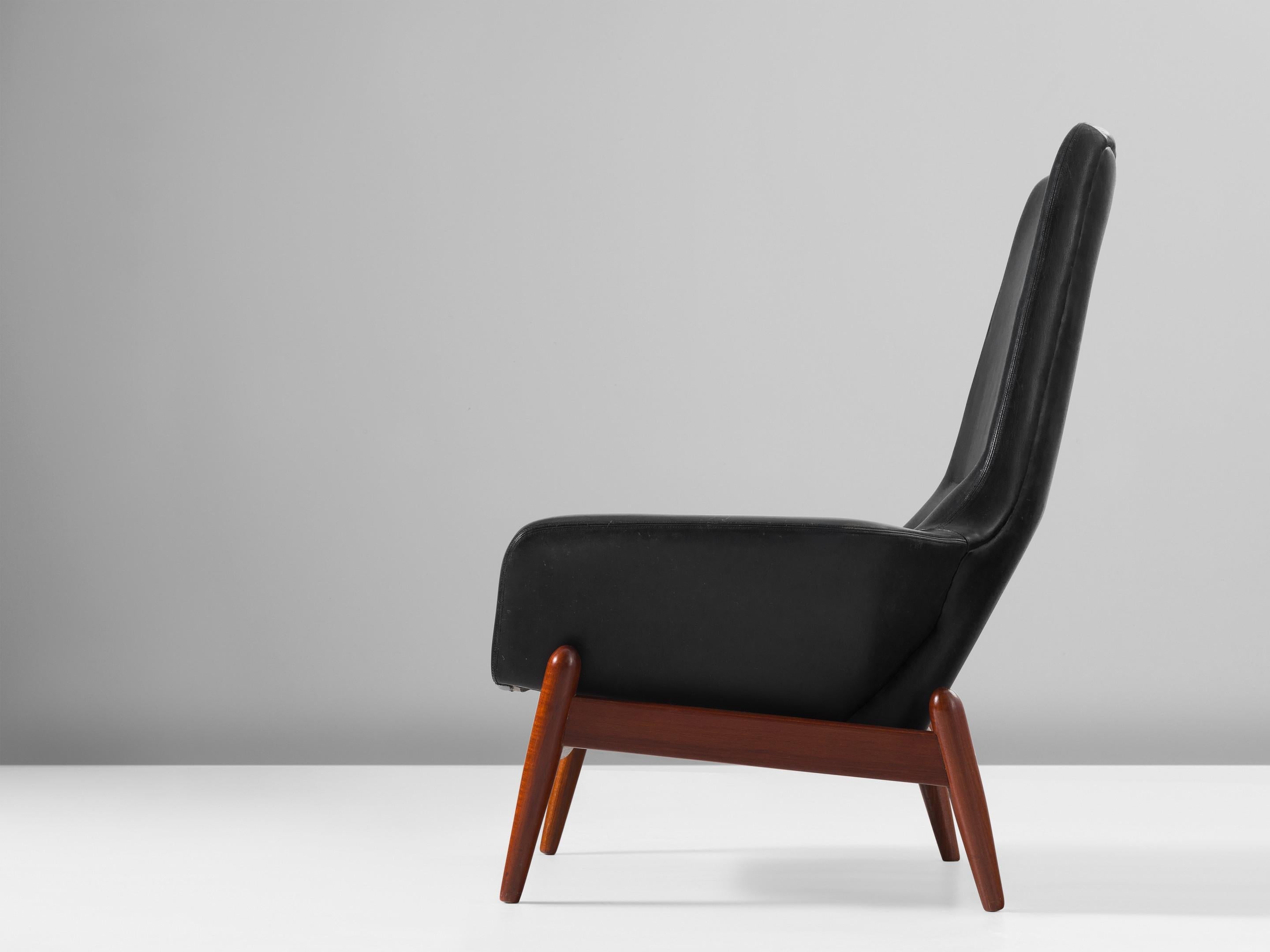 Ib Kofod-Larsen Lounge Chair Model 'PD30' in Teak and Leather