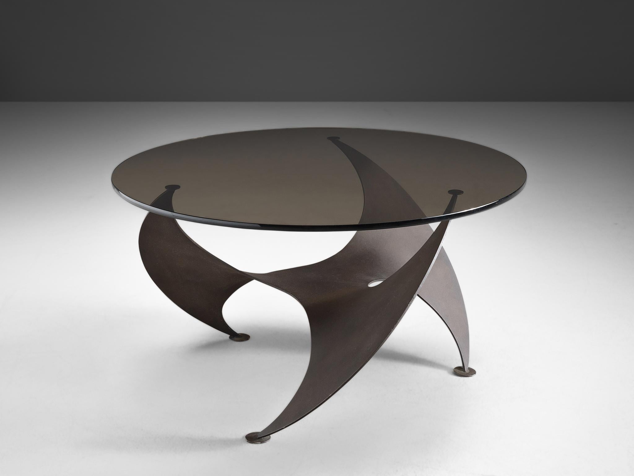 Knut Hesterberg ‘Propeller’ Coffee Table in Bronzed Metal and Glass