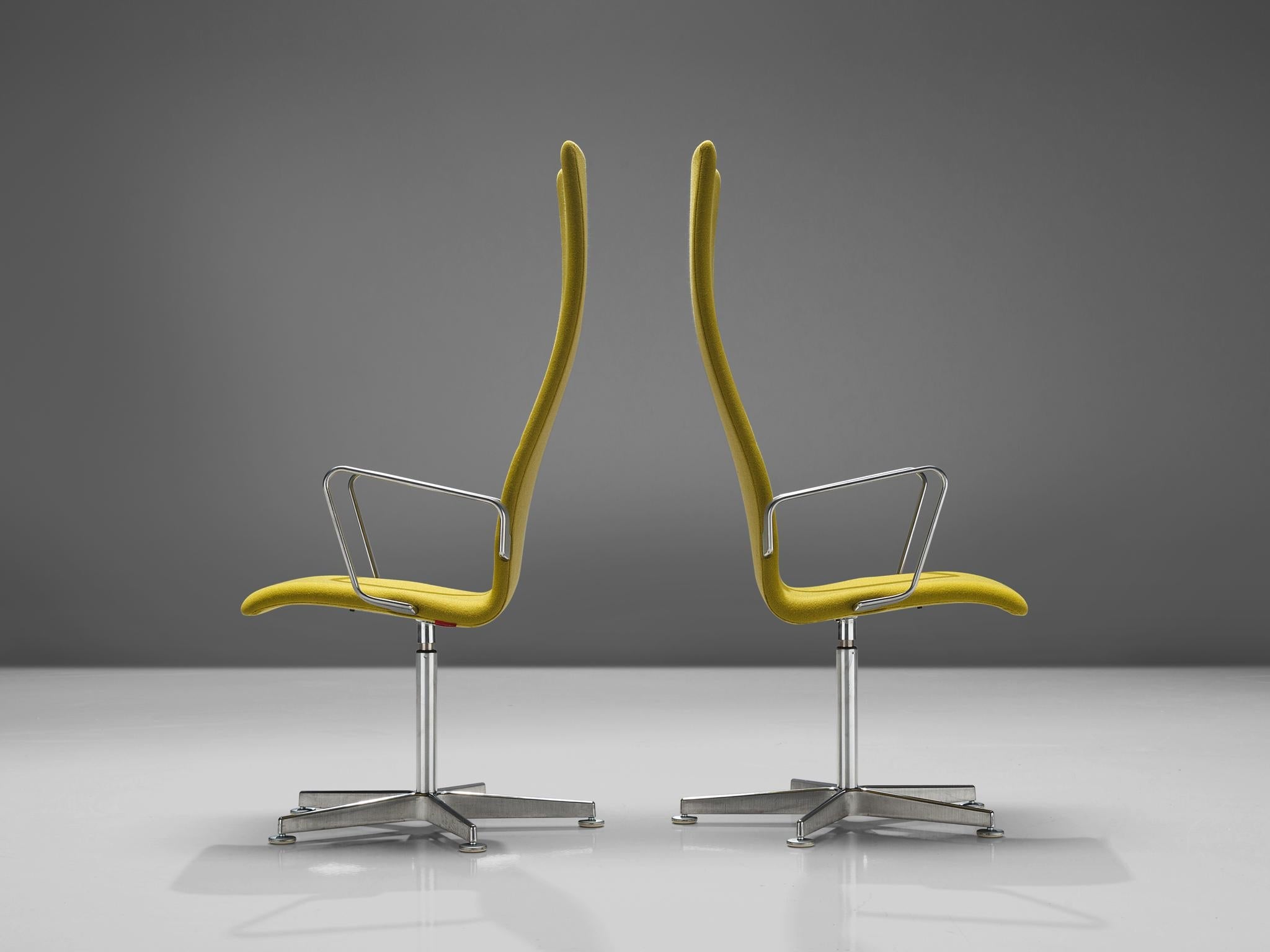 Arne Jacobsen High Back 'Oxford' Swivel Chairs