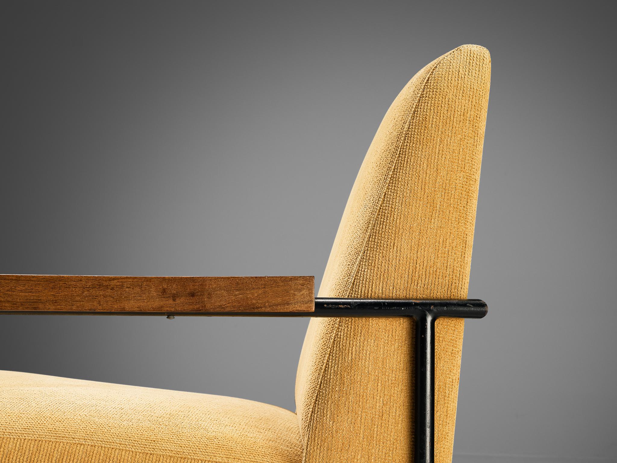 Geraldo de Barros Lounge Chair in Iron and Yellow Upholstery