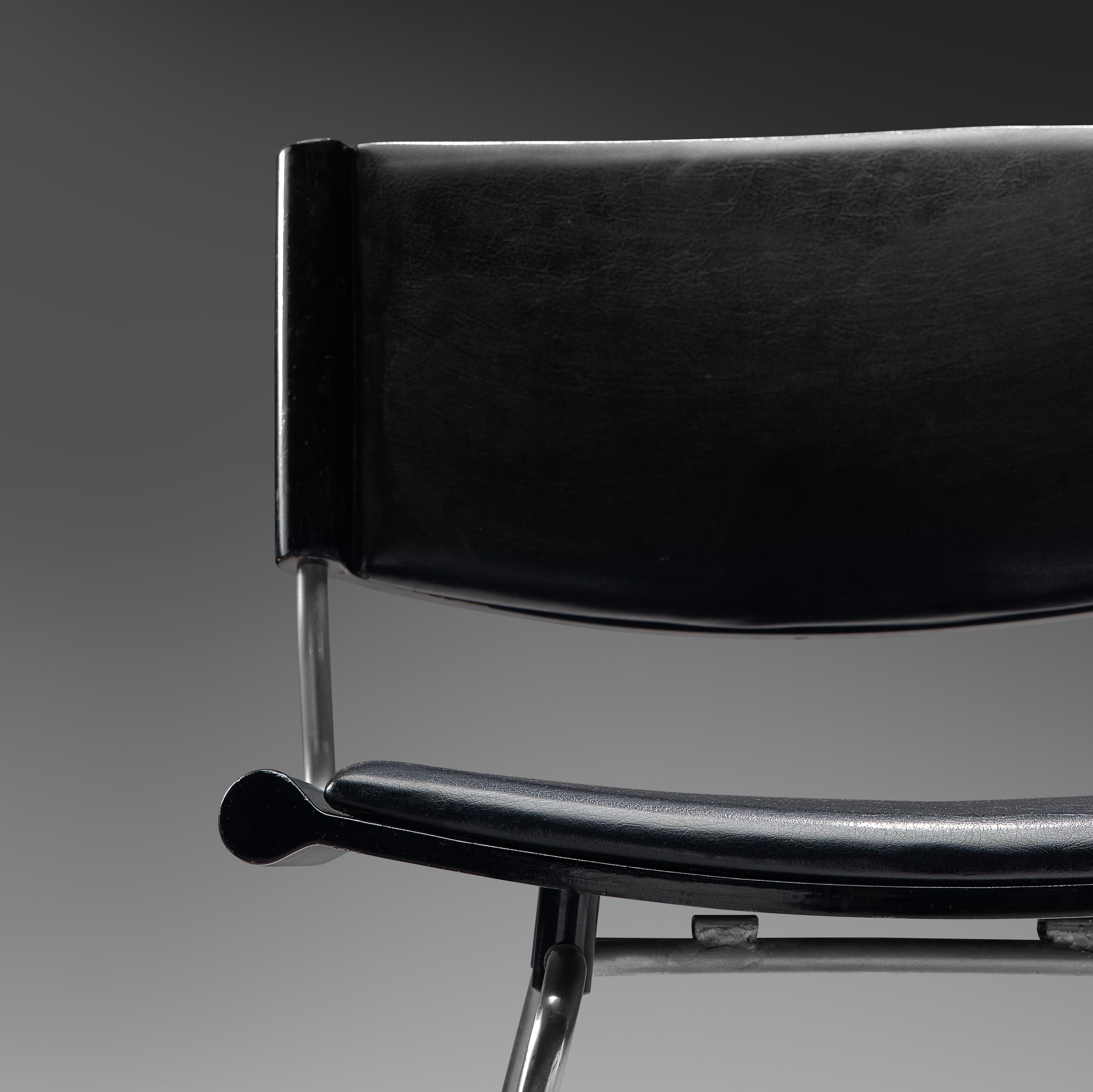 Nanna and Jørgen Ditzel Set of Four 'Badminton' Chair in Black Leather