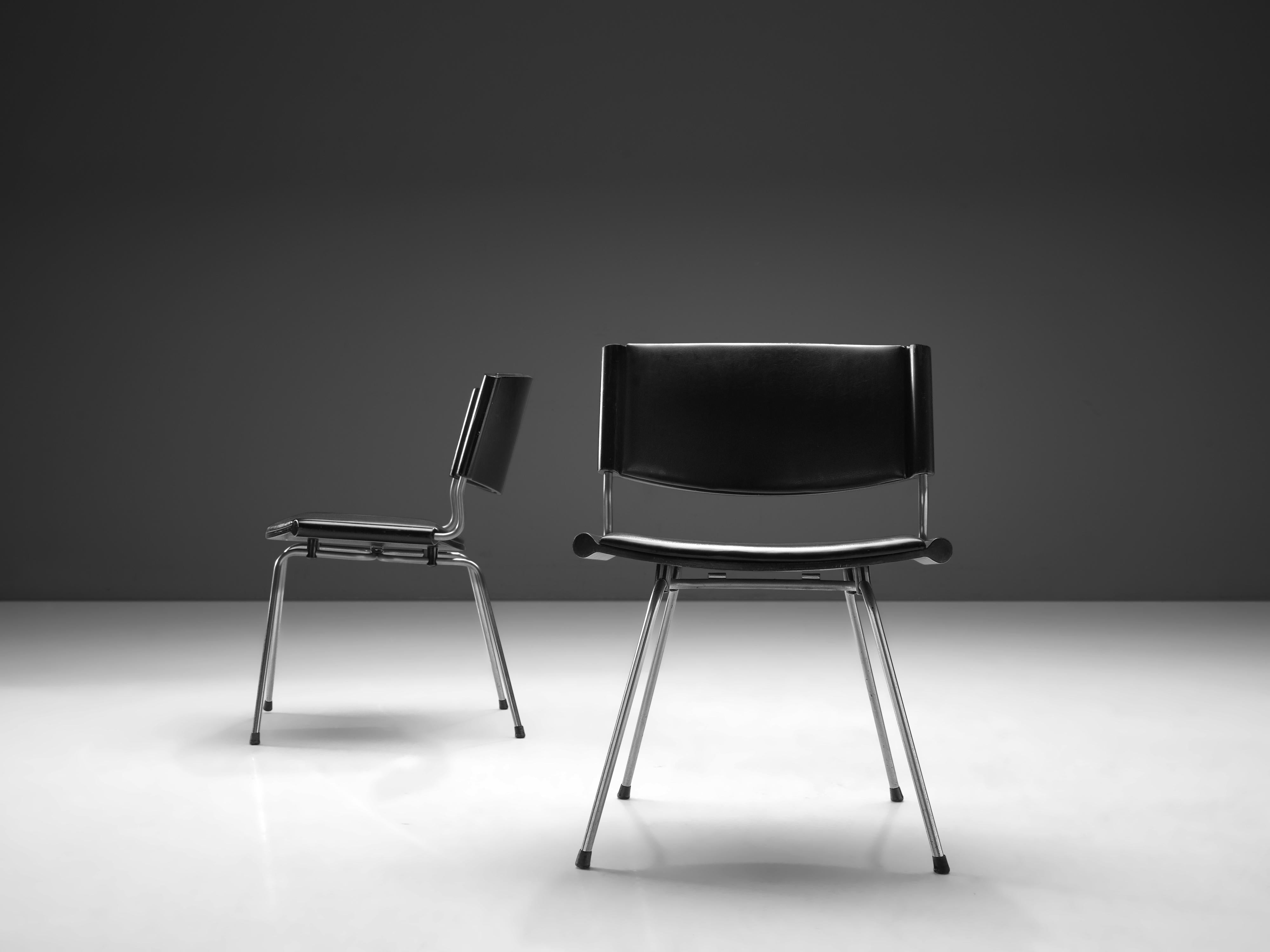 Nanna and Jørgen Ditzel Set of Four 'Badminton' Chair in Black Leather