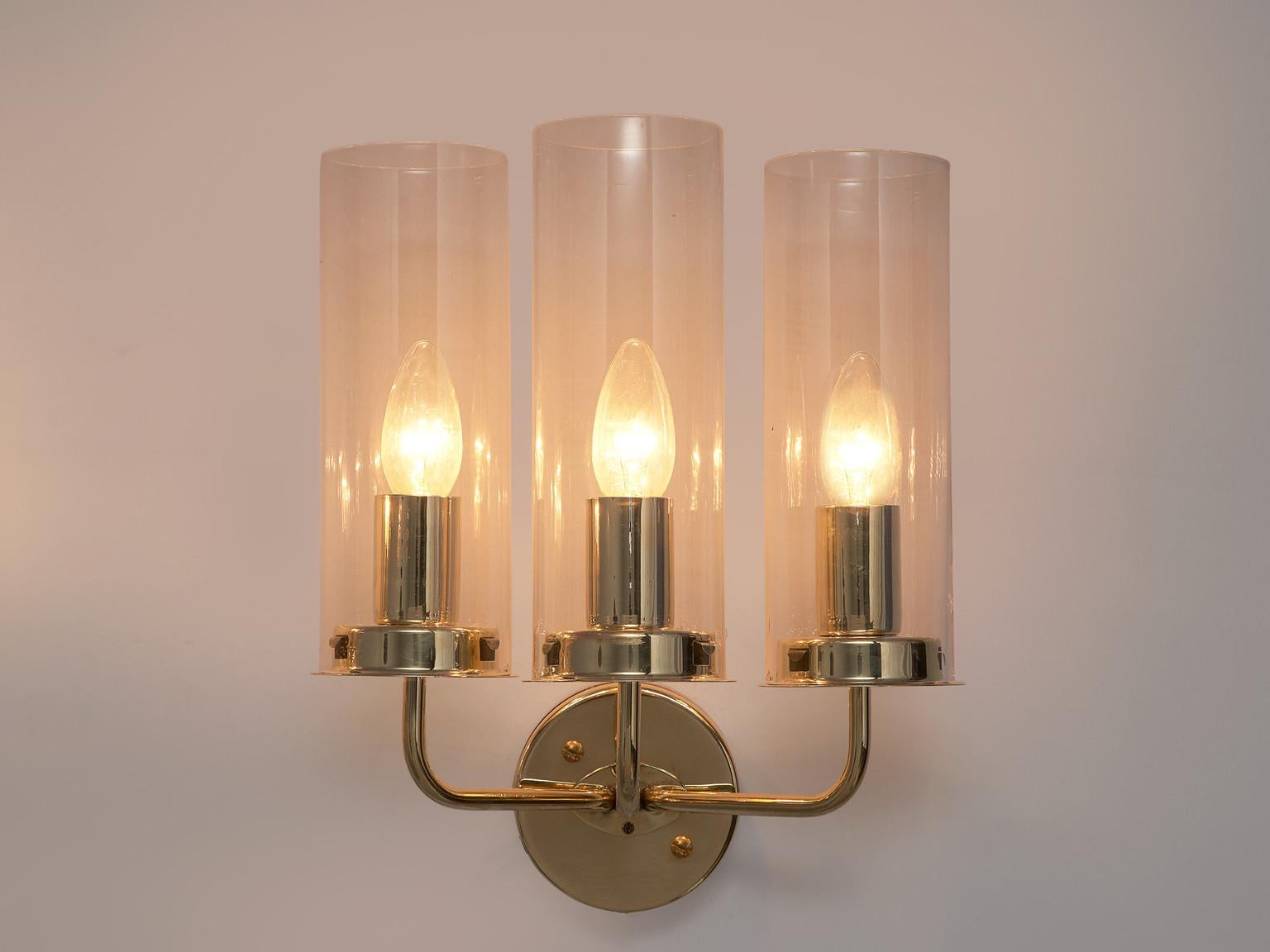 Hans-Agne Jakobsson 'Sonata' Wall Lights in Glass and Brass