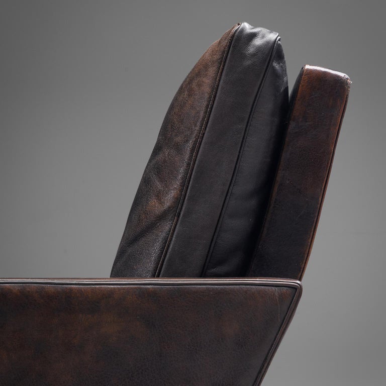 Poul Kjærholm Pair of 'PK31-1' Lounge Chairs in Original Black Leather