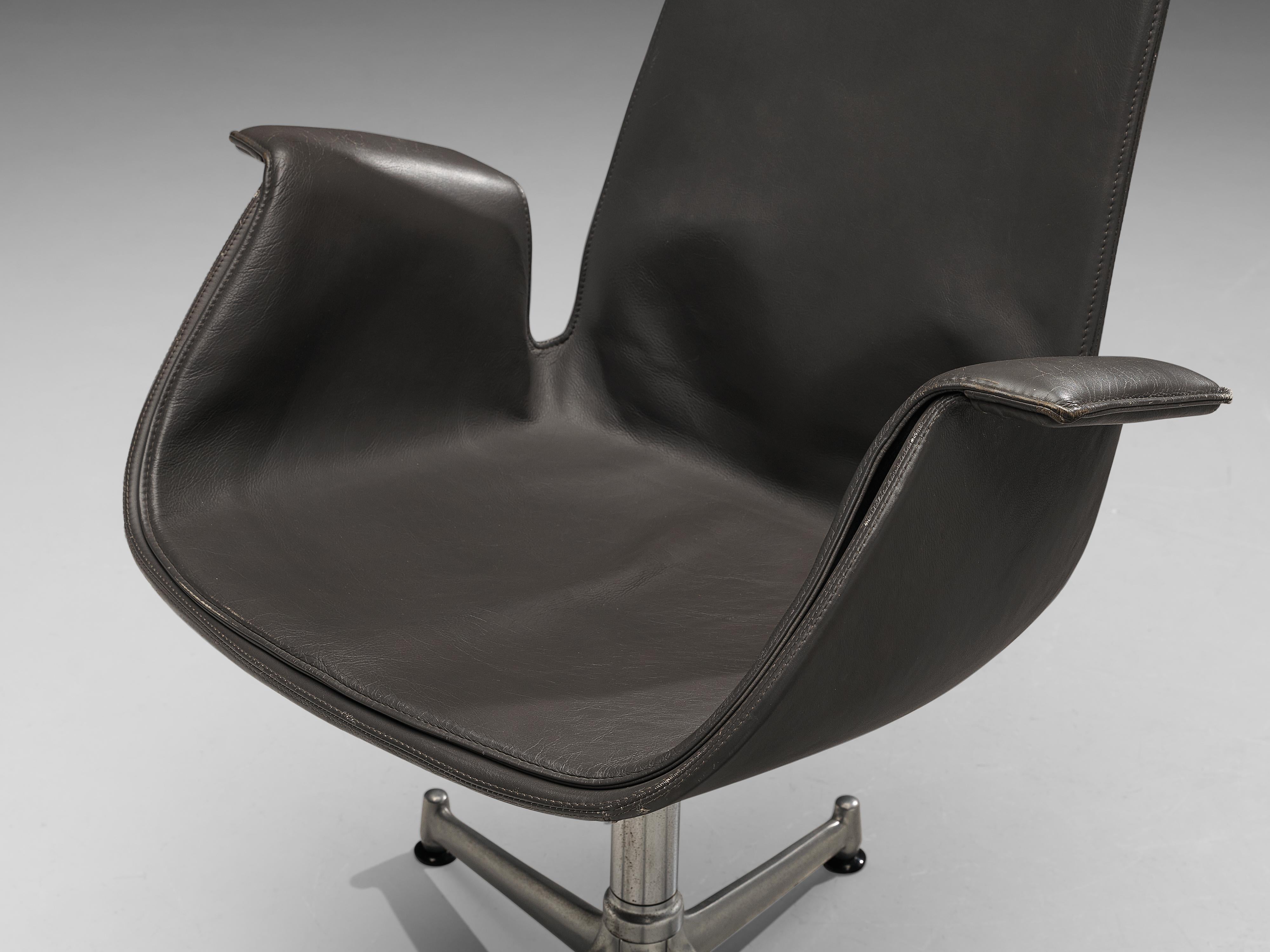 Fabricius & Kastholm Swivel Chair in Leather and Steel