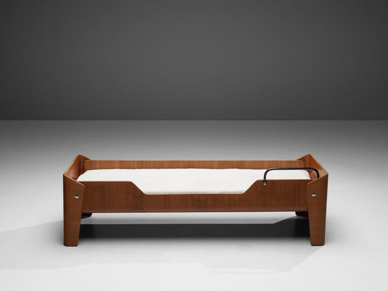 Jules Wabbes Rare Single Bed in Elm with Metal Details
