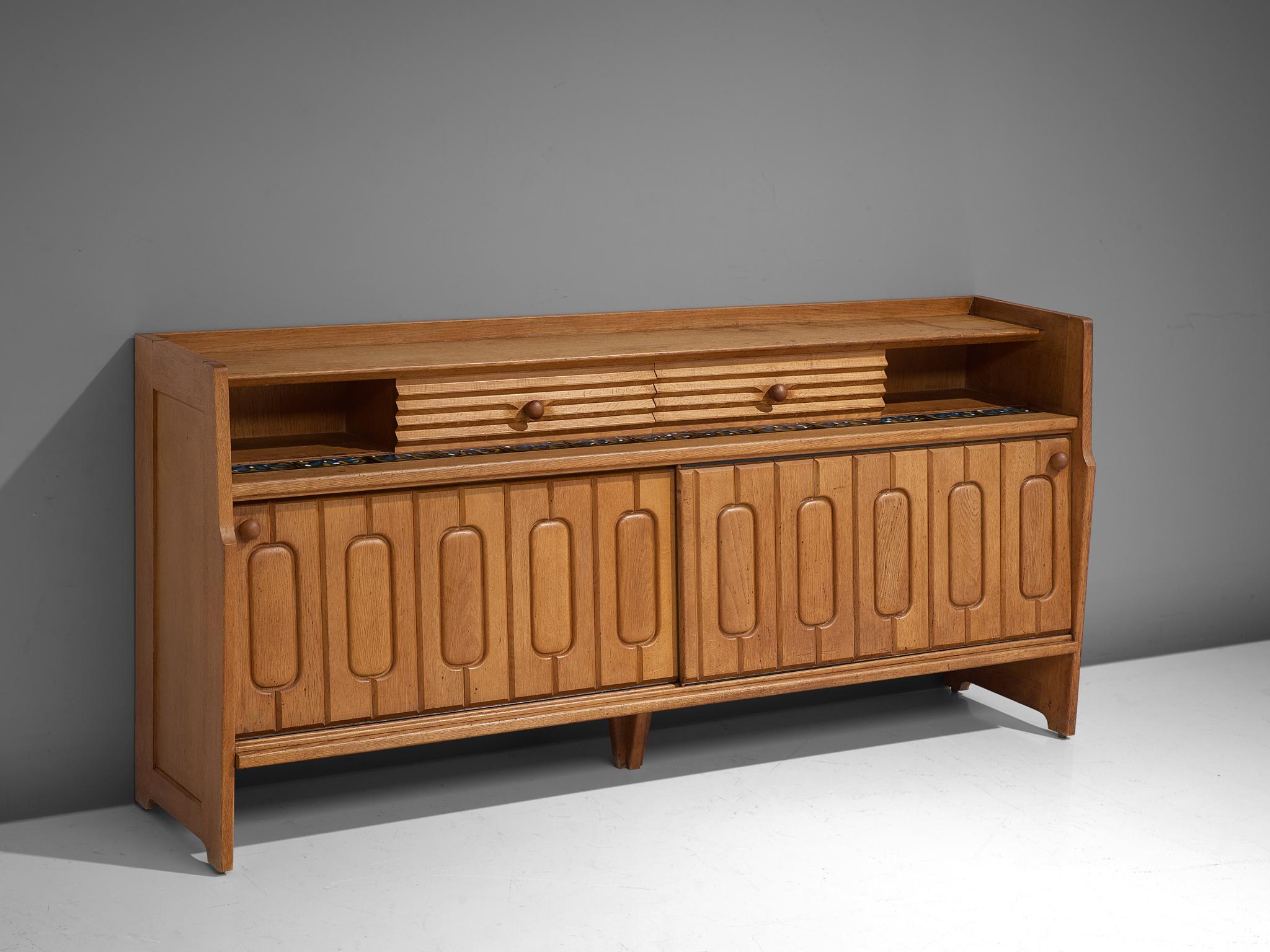 Guillerme & Chambron Sideboard in Oak and Ceramic