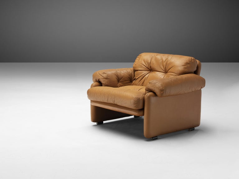 Afra & Tobia Scarpa for B&B Italia 'Coronado' Lounge Chair in Cognac Leather