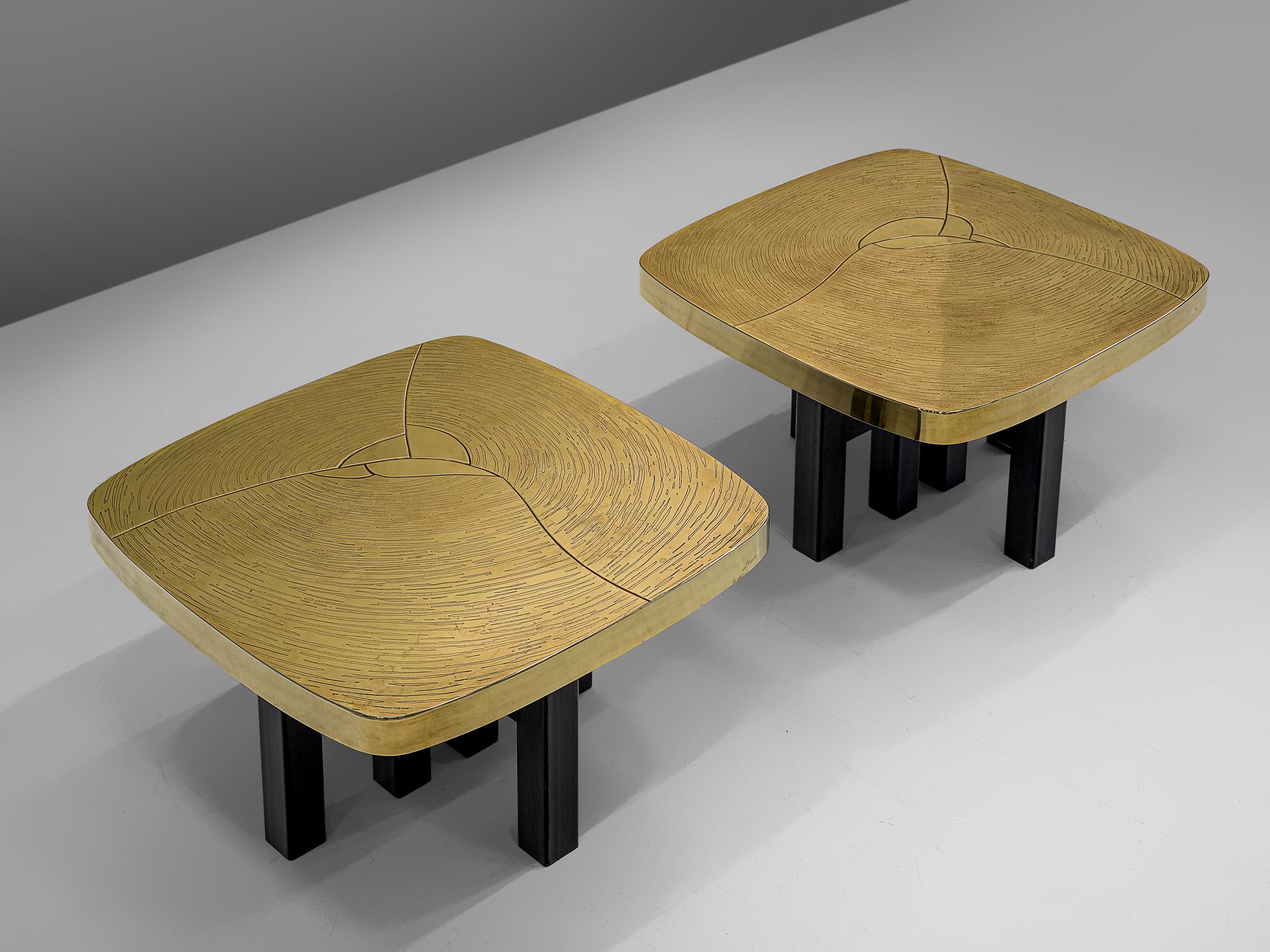 Jean Claude Dresse Pair of Side Tables in Brass