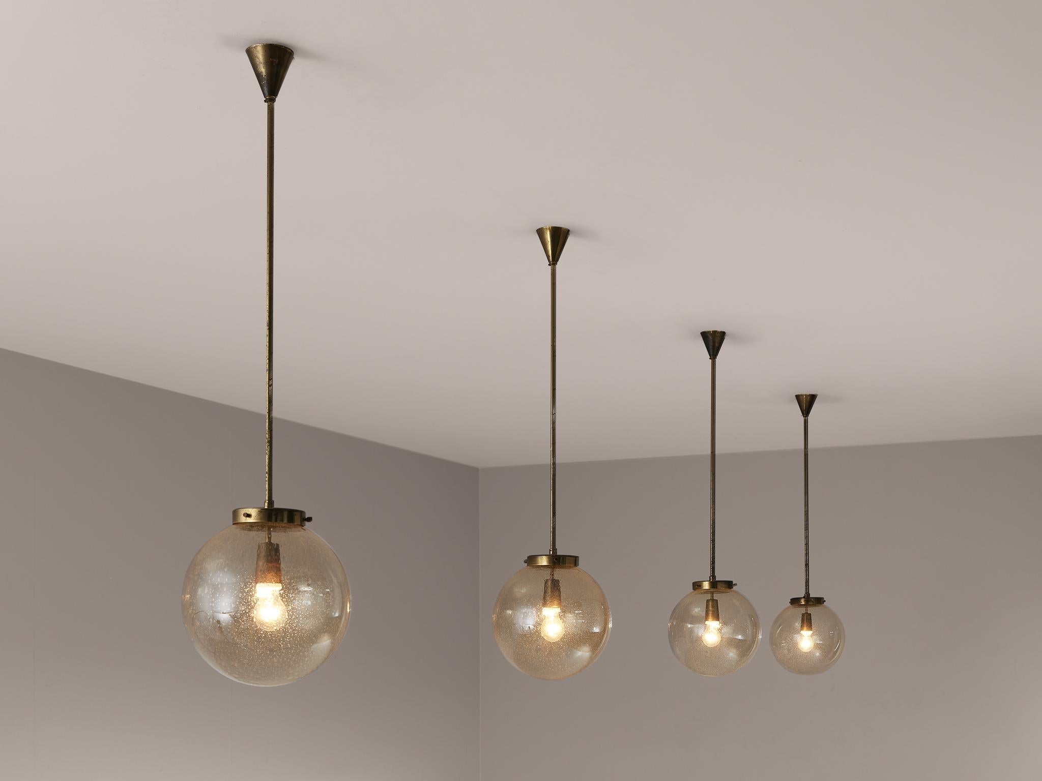 Smoked Glass Pendants with Brass Fixture