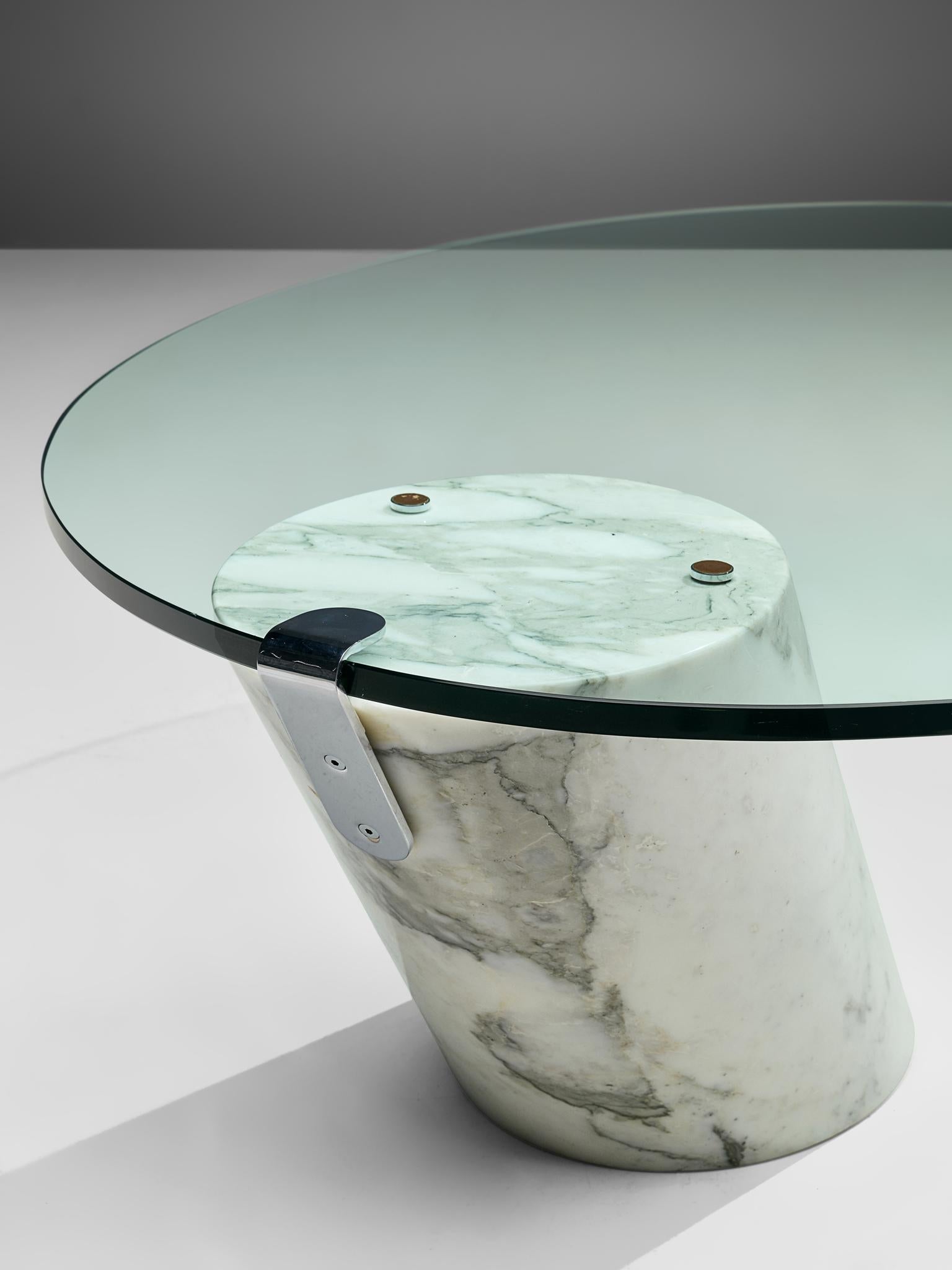 Ronald Schmitt Coffee Table in Carrara Marble and Glass